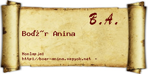 Boér Anina névjegykártya